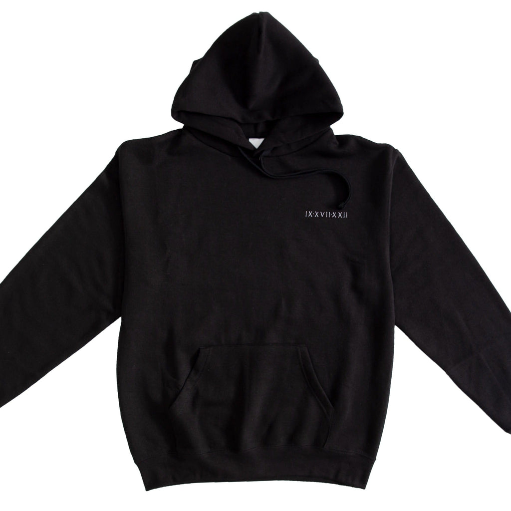 Comfortable roman numeral hoodie in black for him