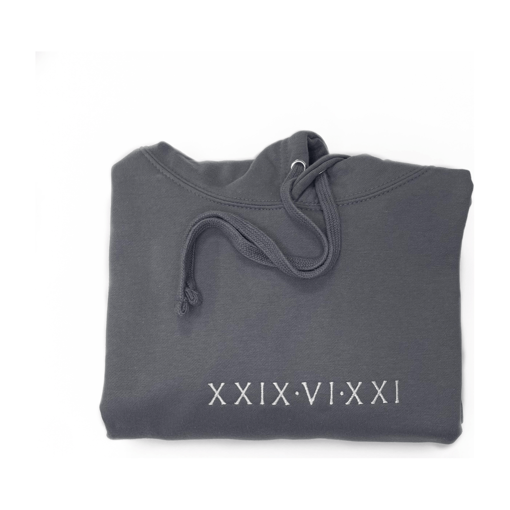 Dark gray personalised roman numeral hoodie
