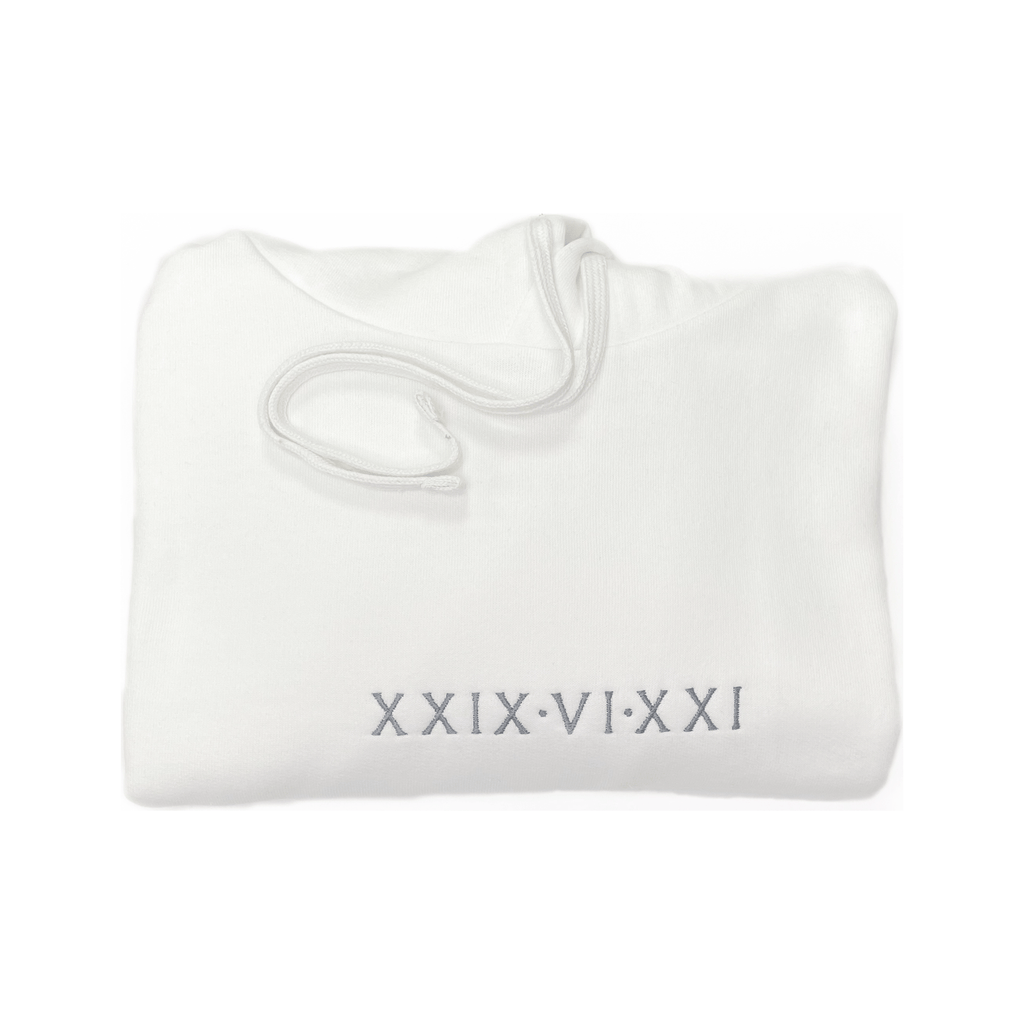 Light coloured roman numeral hoodie international shipping